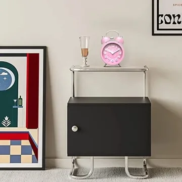 PILIFE 3" Small Loud Alarm Clock for Heavy Sleepers, Twin Bell Alarm Clock Battery Operated, Analog Alarm Clock with Light for Bedroom, Pink