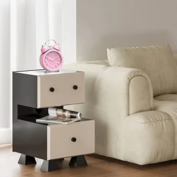 PILIFE 3" Small Loud Alarm Clock for Heavy Sleepers, Twin Bell Alarm Clock Battery Operated, Analog Alarm Clock with Light for Bedroom, Pink