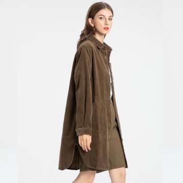 Stylish Minibee Women's Corduroy Shirt Coats for Fall Fashion