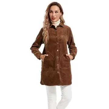 Stylish Minibee Women's Corduroy Shirt Coats for Fall Fashion