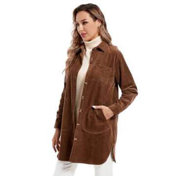 Stylish Minibee Women's Corduroy Shirt Coats for Fall Fashion