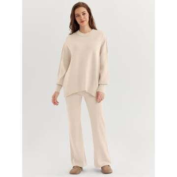 LILLUSORY Lounge Sets For Women 2 Two Piece Outfits 2025 Fall Trendy Matching knit Sweat Suit Oversi...