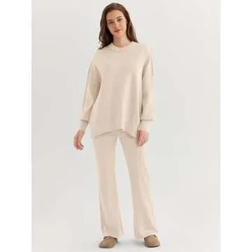 LILLUSORY Lounge Sets For Women 2 Two Piece Outfits 2025 Fall Trendy Matching knit Sweat Suit Oversi...