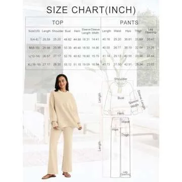 LILLUSORY Lounge Sets For Women 2 Two Piece Outfits 2025 Fall Trendy Matching knit Sweat Suit Oversized Sweaters Wide Leg Pants Sweatsuit Loungewear Cute Travel Comfy Clothes Apricot M