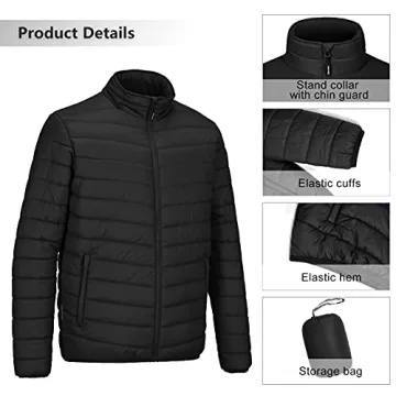 Men's Packable Puffer Jacket for Hiking and Skiing