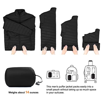 Men's Packable Puffer Jacket for Hiking and Skiing