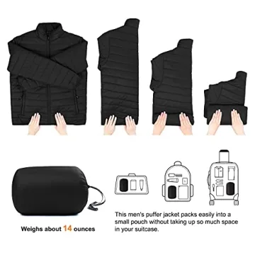 Men's Packable Puffer Jacket for Hiking and Skiing