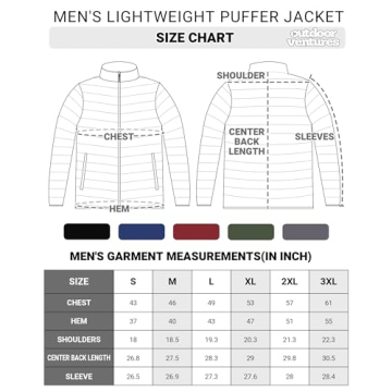Men's Packable Puffer Jacket for Hiking and Skiing