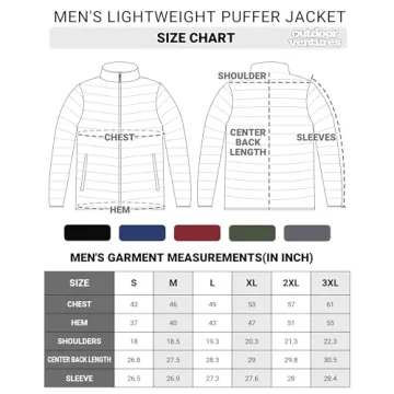 Men's Packable Puffer Jacket for Hiking and Skiing