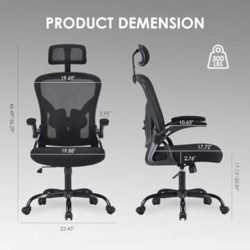 Farini Ergonomic Office Chair, Home Office Desk Chair with Headrest, High Back Computer Chair with F...