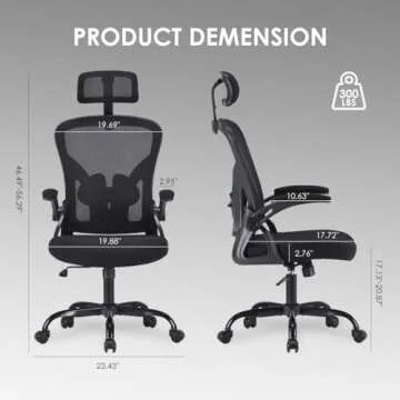 Farini Ergonomic Office Chair, Home Office Desk Chair with Headrest, High Back Computer Chair with F...