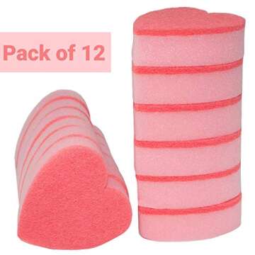 GMIcréatifs Heart Shaped Sponges for Kitchen Cleaning - Pack of 12
