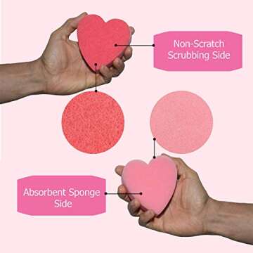 GMIcréatifs Heart Shaped Dual-Sided Kitchen Sponge Pack
