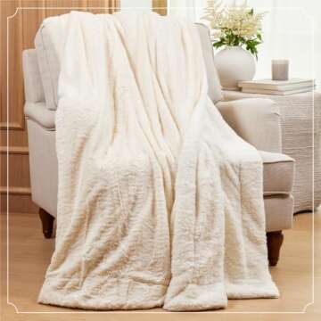 The Connecticut Home Co Throw Blanket for Couch, Soft Luxury Home Decor Faux Fur and Sherpa, Cozy Warm Throws for Bed, Gift for Women, Bedding Accent Blankets for Sofa Beds Chair, 65x50, Silver