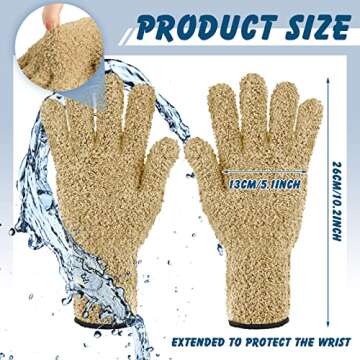 Bencailor 3 Pairs Microfiber Gloves Dusting Cleaning Gloves Plants Gloves Lengthen Thicken Cleaning Gloves Mitt for Blind(Dark Blue,Gray,Khaki)
