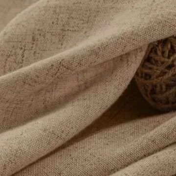 Awellife Linen Shower Curtain Beige Shower Curtains for Bathroom Natural Cloth Cotton Fabric Liner Khaki 72 x 72 Inch