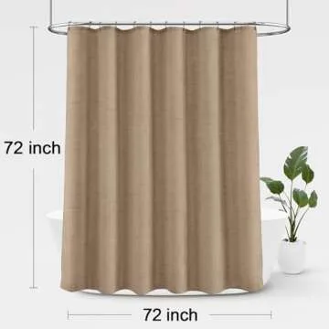 Awellife Linen Shower Curtain Beige Shower Curtains for Bathroom Natural Cloth Cotton Fabric Liner Khaki 72 x 72 Inch