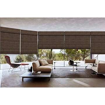 Letau Cordless Wood Window Shades Blinds, Bamboo Light Filtering Roller Shades, Color 7