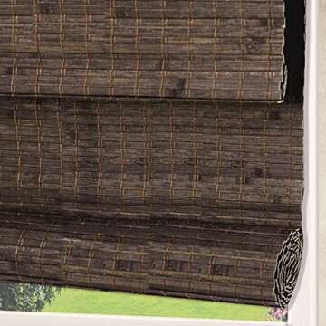 Letau Cordless Wood Window Shades Blinds, Bamboo Light Filtering Roller Shades, Color 7