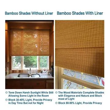 Letau Cordless Wood Window Shades Blinds, Bamboo Light Filtering Roller Shades, Color 7