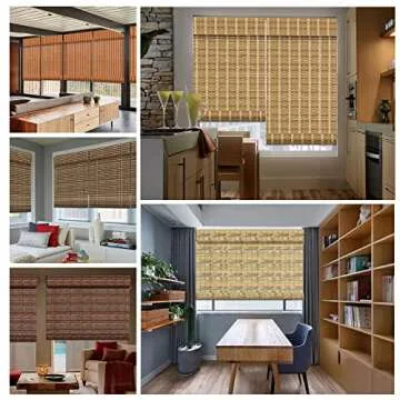 Letau Cordless Wood Window Shades Blinds, Bamboo Light Filtering Roller Shades, Color 7