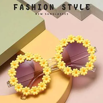 Cute Qianteng Girls Round Flower Sunglasses with UV400 Protection
