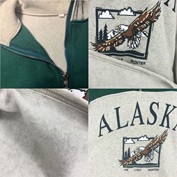 Women Novelty ALASKA Hoodie in Vintage Style Green