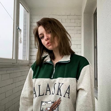 Women Novelty ALASKA Hoodie in Vintage Style Green