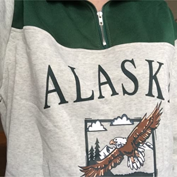 Women Novelty ALASKA Hoodie in Vintage Style Green
