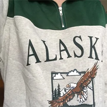 Women Novelty ALASKA Hoodie in Vintage Style Green