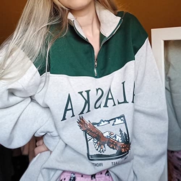 Women Novelty ALASKA Hoodie in Vintage Style Green