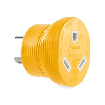 Camco Power Grip Camper/RV Generator Adapter | Features a Heavy-Duty 30 Amp Locking Male and Female Connection | Rated for 125 Volts / 3750 Watts (55333)
