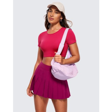 CRZ YOGA Womens Butterluxe Double Lined Open Back Crop Tops Backless Short Sleeve Workout Top Casual Going Out Tight T-Shirts