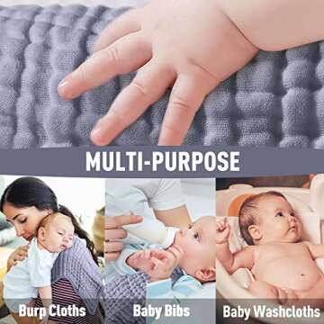 Yoofoss Muslin Burp Cloths for Baby 10 Pack 100% Cotton Baby Washcloths for Boys Girls Large 20''X10'' Super Soft and Absorbent Fog Blue