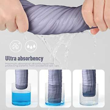 Yoofoss Muslin Burp Cloths for Baby 10 Pack 100% Cotton Baby Washcloths for Boys Girls Large 20''X10'' Super Soft and Absorbent Fog Blue