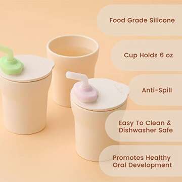 Miniware 1-2-3 Sip! Training Cup for Baby Toddler Self Feeding & Development, Tiny Cup Perfect for Baby Led Weaning, Non Drip Lid, Eco-Friendly, BPA Free, Dishwasher Safe (Vanilla + Aqua)