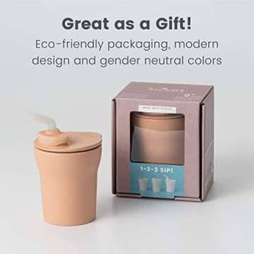 Miniware 1-2-3 Sip! Training Cup for Baby Toddler Self Feeding & Development, Tiny Cup Perfect for Baby Led Weaning, Non Drip Lid, Eco-Friendly, BPA Free, Dishwasher Safe (Vanilla + Aqua)