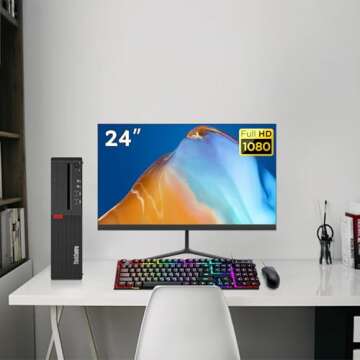 Lenovo ThinkCentre M710S SFF Desktop Computer PC with 24" FHD Monitor, Intel i5-7400, 16GB RAM, 1TB ...
