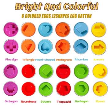 Matching Eggs Easter Egg Toy for Toddlers - Color & Shape Recognition Sorter Puzzle, Early Learning ...