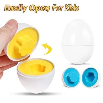 Matching Eggs Easter Egg Toy for Toddlers - Color & Shape Recognition Sorter Puzzle, Early Learning Educational Fine Motor Skill Montessori Geometric Gift for 1 2 3 Year Old Kids Boys Girls (12pcs)