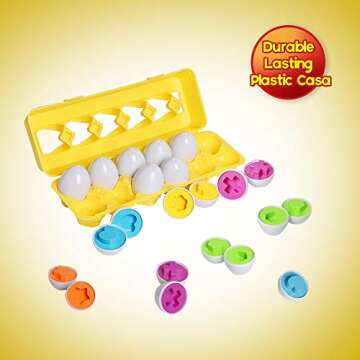Matching Eggs Easter Egg Toy for Toddlers - Color & Shape Recognition Sorter Puzzle, Early Learning Educational Fine Motor Skill Montessori Geometric Gift for 1 2 3 Year Old Kids Boys Girls (12pcs)
