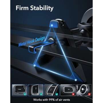 ESR for MagSafe Car Mount, Air Vent/Dashboard Magnetic Phone Holder for Car, Strong Magnets, Car Phone Holder Mount for iPhone 16/15/14/13/12/Samsung/Android, All Smartphones(2 Metal Rings Included)