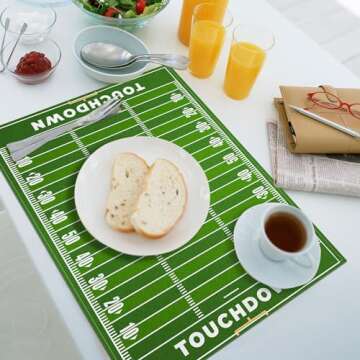 Nepnuser American Football Court Placemats Set of 4 Touch Down Football Birthday Party Boy Sport Place Mats for Home Kitchen Dining TV Trays Decoration(12" x 18")