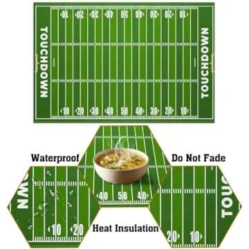 Nepnuser American Football Court Placemats Set of 4 Touch Down Football Birthday Party Boy Sport Place Mats for Home Kitchen Dining TV Trays Decoration(12" x 18")