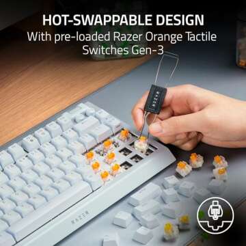 Razer BlackWidow V4 75% Mechanical Gaming Keyboard: Hot Swappable Design - Compact & Durable - Orang...