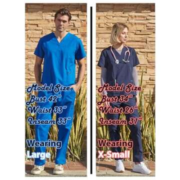 Dagacci Medical Uniform Set Unisex Scrubs Top and Pant - Brown, XS