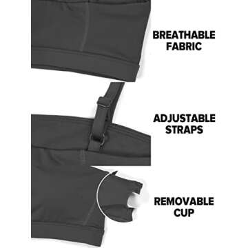 YEOREO Katie Bandeau Sports Bras Women Fitness Workout Crop Tank Top Yoga Gym Bra Dark Grey