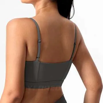 YEOREO Katie Bandeau Sports Bras Women Fitness Workout Crop Tank Top Yoga Gym Bra Dark Grey