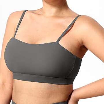 YEOREO Katie Bandeau Sports Bras Women Fitness Workout Crop Tank Top Yoga Gym Bra Dark Grey