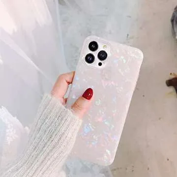 J.west Compatible with iPhone 14 Pro Max Case, Cute Ultra Thin Luxury Sparkle Translucent Clear Opal Pearly [Tinfoil Series] Macaron Color Lightweight Soft TPU Protective Phone Case Cover(Colorful)